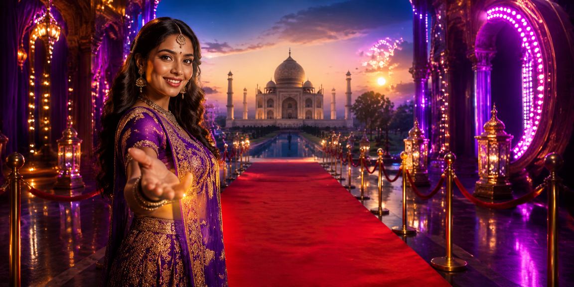 Agra Taj Mahal with betting theme representing India's culture and sports